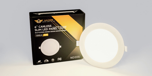 6 inch slim canless LED recessed panel — 5 selectable color temperatures, 12W, 1200 lumens
