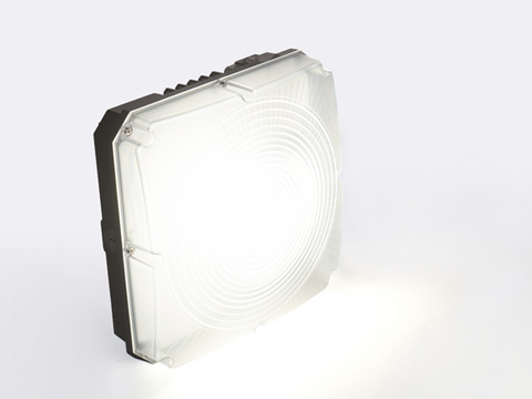 Square LED canopy light 26W 4000K — flush mount for soffits, entryways, and covered outdoor areas
